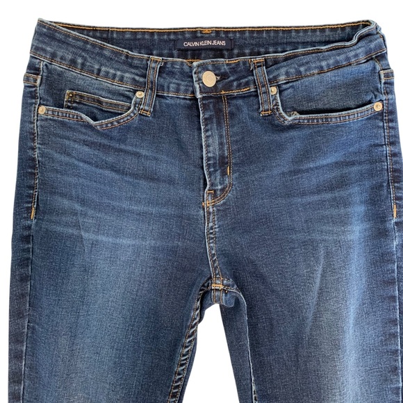 CALVIN KLEIN JEANS Blue Denim Mid-Rise Skinny Classic 5-Pocket Women’s Size 10 - Picture 6 of 16